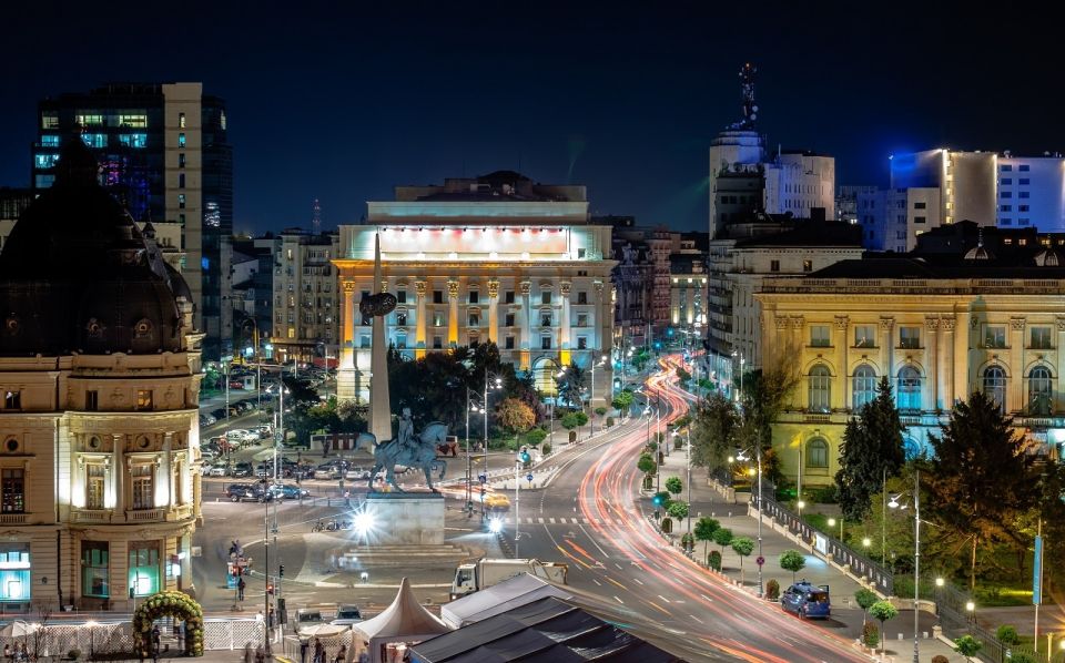 Bucharest City Tour and Wine Tasting - Victoriei Avenue and the Romanian Government building: first big wow